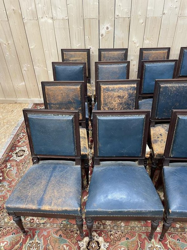 Suite De 16 Chaises Napoléon III En Acajou Massif-photo-5
