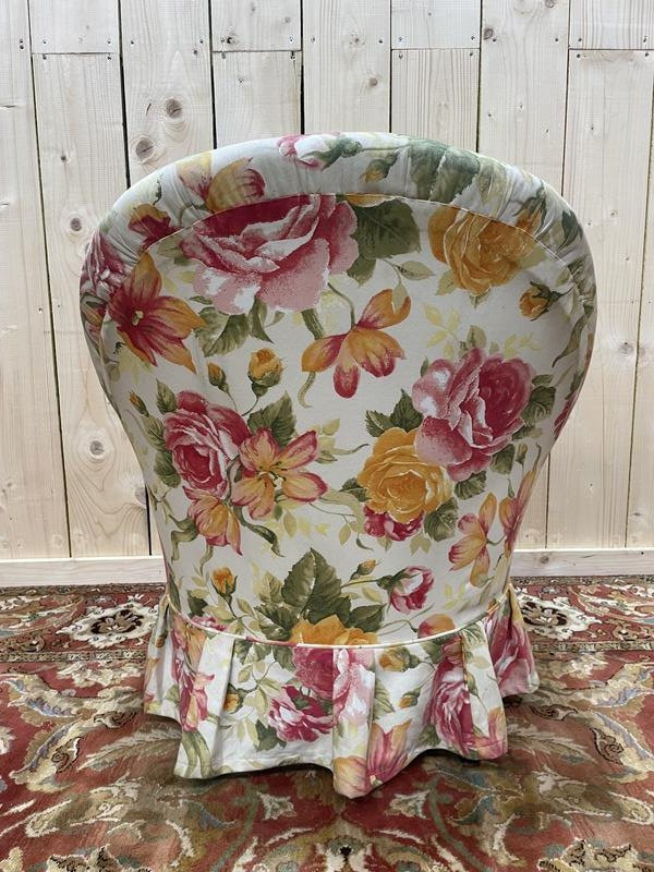 Fauteuil Crapaud Napoléon III Tissu Fleuri -photo-4