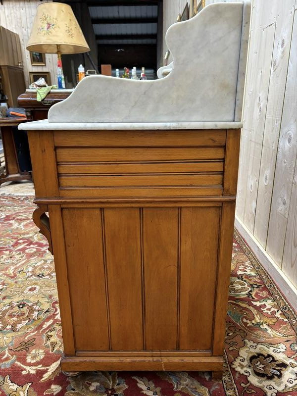 Walnut And Carrara Marble Bathroom Vanity-photo-4