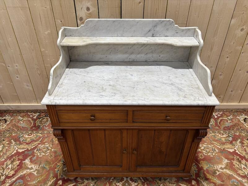 Walnut And Carrara Marble Bathroom Vanity-photo-2
