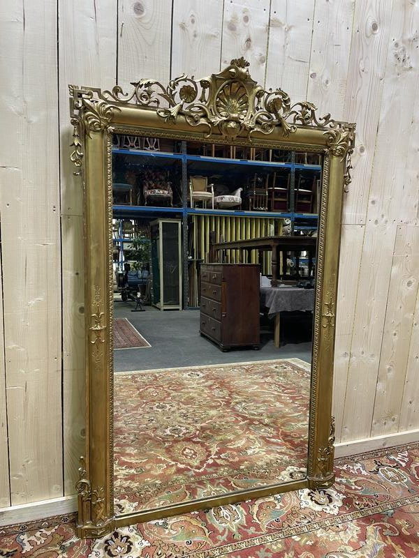 Miroir En Bois Et Stuc Doré époque Louis Philippe -photo-1