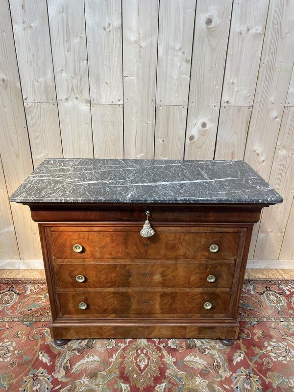 Commode époque Restauration 1830 En Placage De Noyer -photo-3