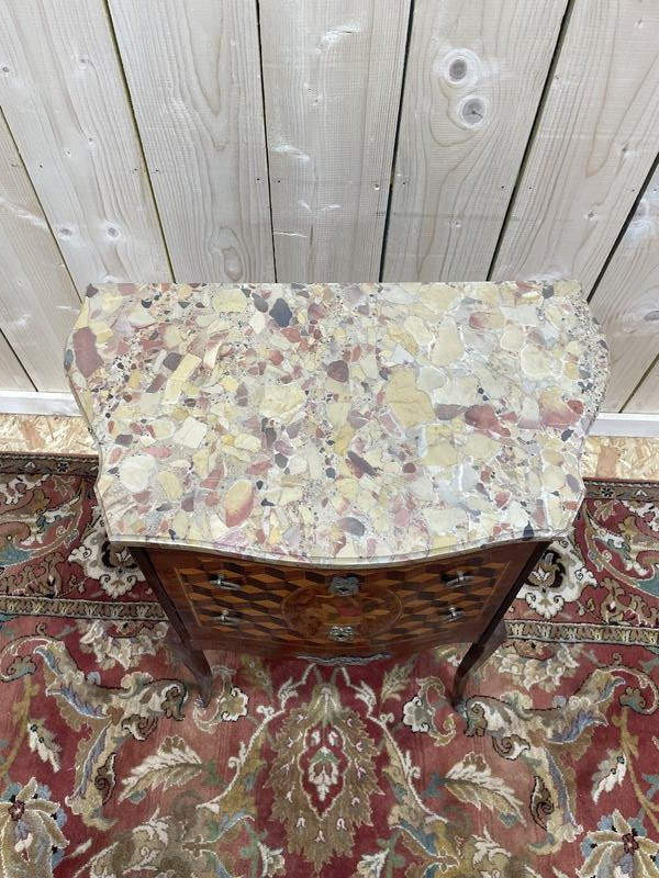 Petite Commode d'Entre Deux En Marqueterie Style Transition -photo-3