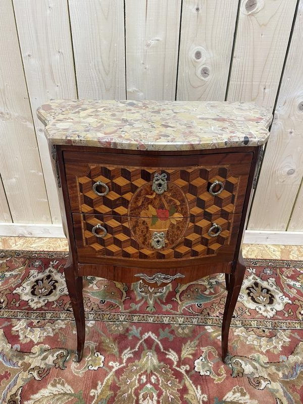 Petite Commode d'Entre Deux En Marqueterie Style Transition -photo-4