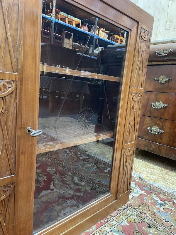 Pair Of Art Nouveau Hanging Display Cabinets In Ash -photo-4