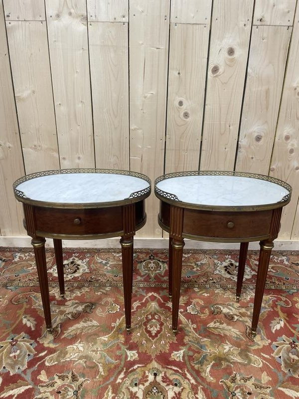 Paire De Tables De Chevets Louis XVI Pieds Toupies -photo-2