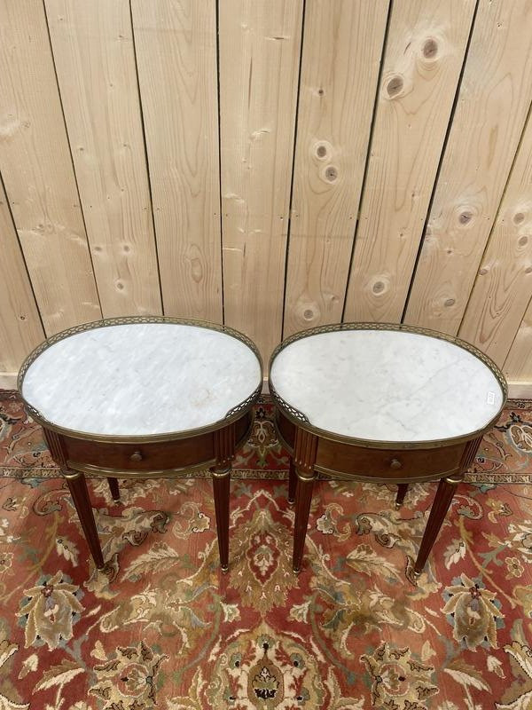 Paire De Tables De Chevets Louis XVI Pieds Toupies -photo-4