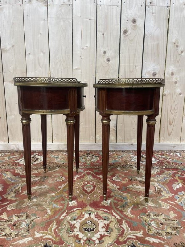 Paire De Tables De Chevets Louis XVI Pieds Toupies -photo-2