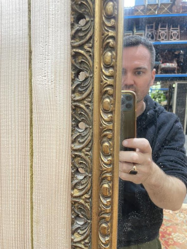 Petit Miroir d'Entre Deux En Bois Doré -photo-3