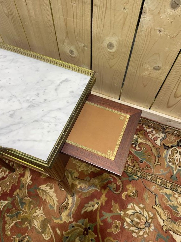 Paire de tables de chevets style Louis XVI avec tirette-photo-2