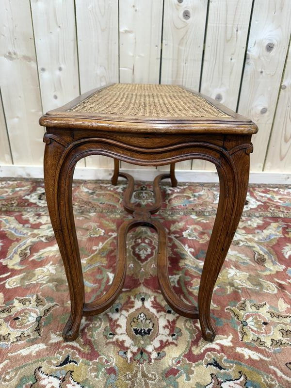 Banquette d'entrée ou de piano cannée à entrecroise Louis XV-photo-3