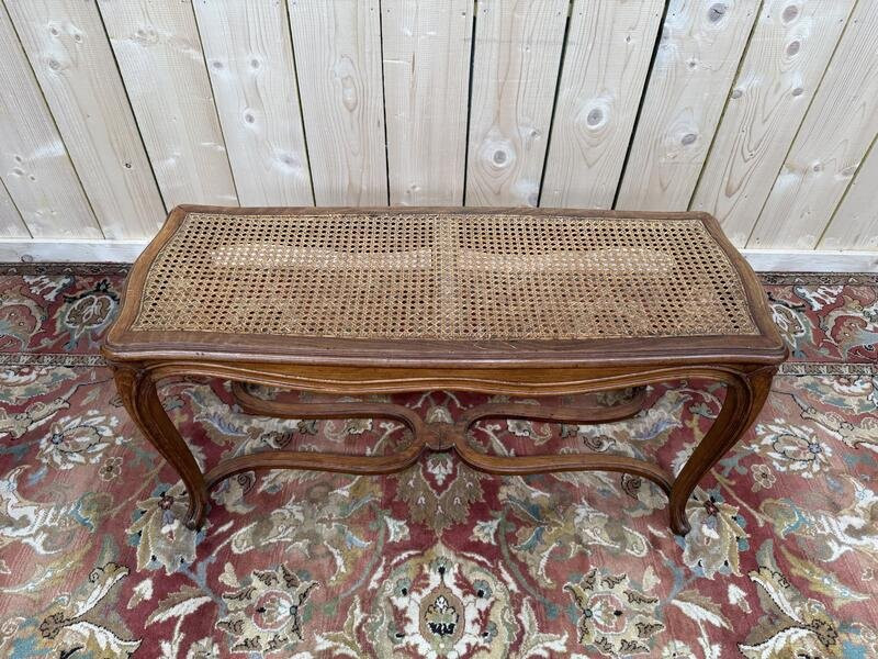 Banquette d'entrée ou de piano cannée à entrecroise Louis XV-photo-1