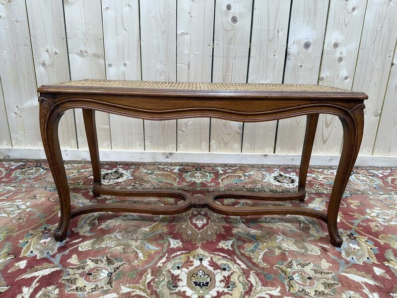 Banquette d'entrée ou de piano cannée à entrecroise Louis XV