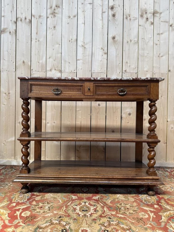 Console - Desserte de style Louis XIII marbre griotte 