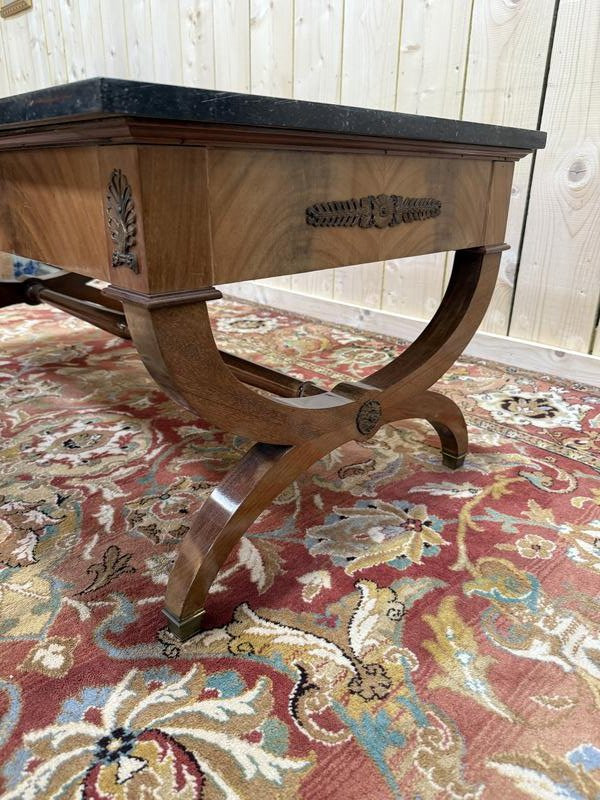 Empire Style Coffee Table In Mahogany And Black Marble -photo-2