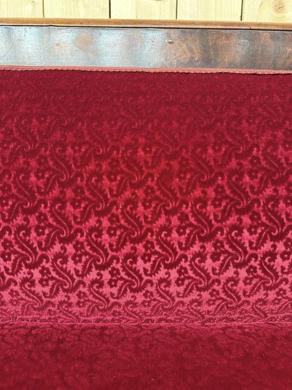 Restoration Period Red Velvet Sofa Bench -photo-2