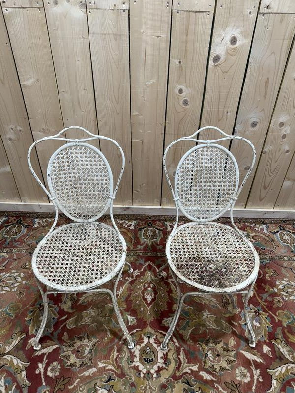 Paire de chaises de jardin en fer forgé "Tête à tête"-photo-4