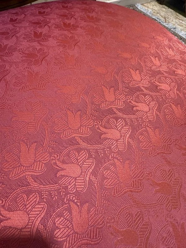 Paire de fauteuils cabriolets de style Louis XV soie Rouge -photo-2