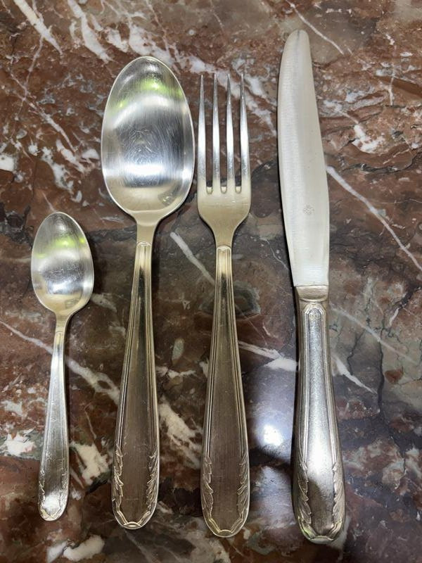 Ménagère COURONNE en métal argenté -photo-3