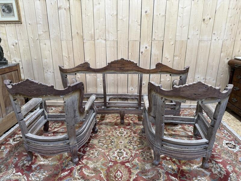 Salon de style Rocaille - Louis XV avec canapé et fauteuils 1920.-photo-1