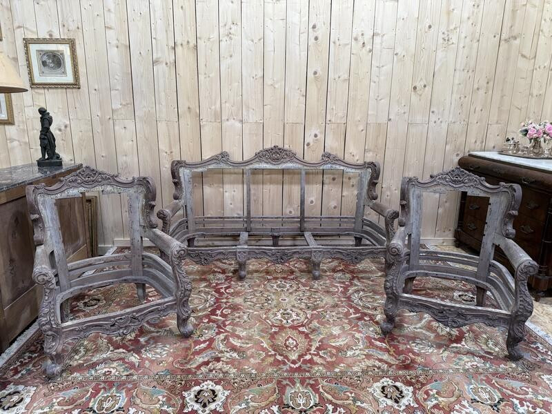 Salon de style Rocaille - Louis XV avec canapé et fauteuils 1920.