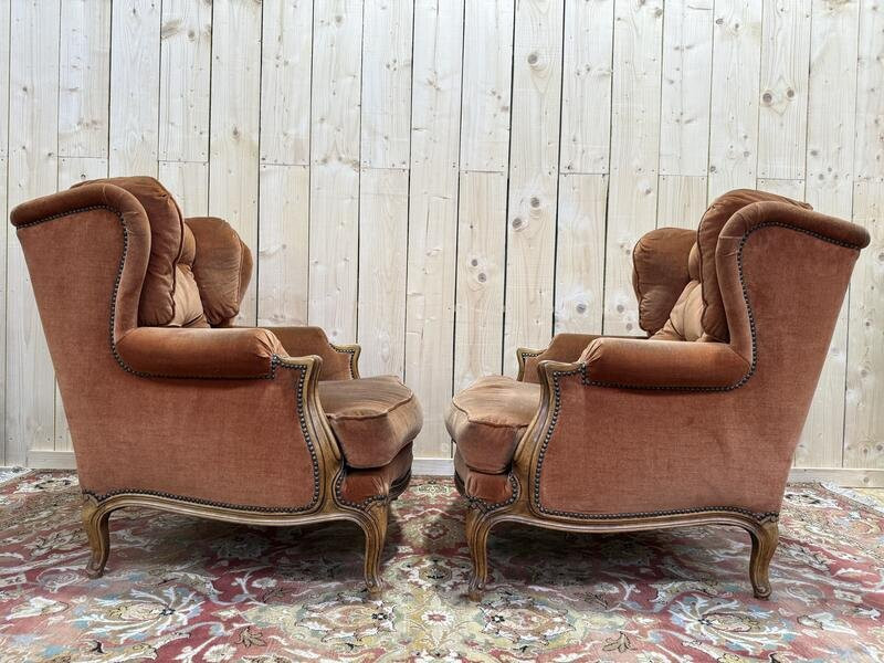 Pair Of Louis XV Style Wing Chairs-photo-2
