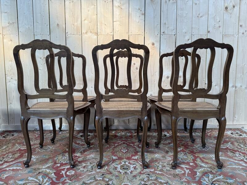 Set Of 6 Venetian-style Caned Chairs - Louis XV-photo-1