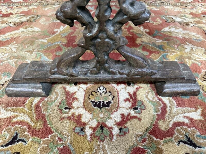 Coffee Table With Cast Iron Legs And Parquet Wood Top -photo-1