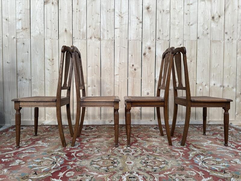 Set Of 4 Art Deco Cane Chairs -photo-2