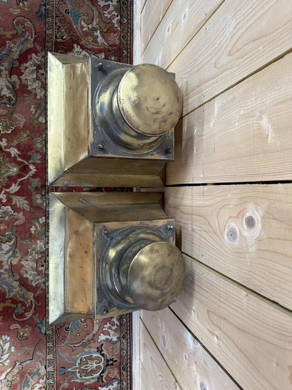 Pair Of Brass Outdoor Lanterns - Floor Lamps -photo-1