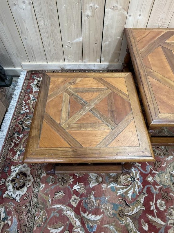 Louis XIII Style Coffee Table And End Tables In Parquet -photo-1