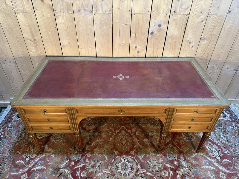Louis XVI Style Double Mahogany Desk With 8 Legs-photo-1