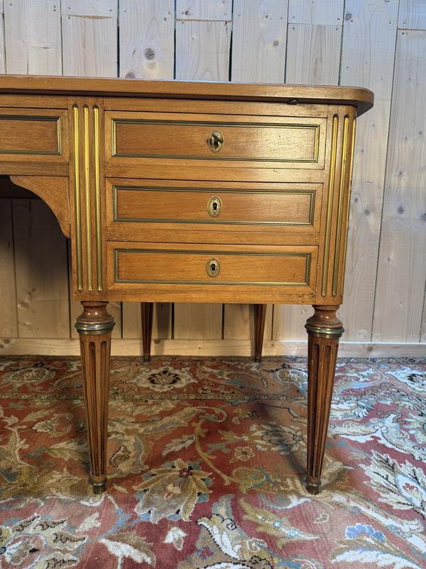 Louis XVI Style Double Mahogany Desk With 8 Legs-photo-2