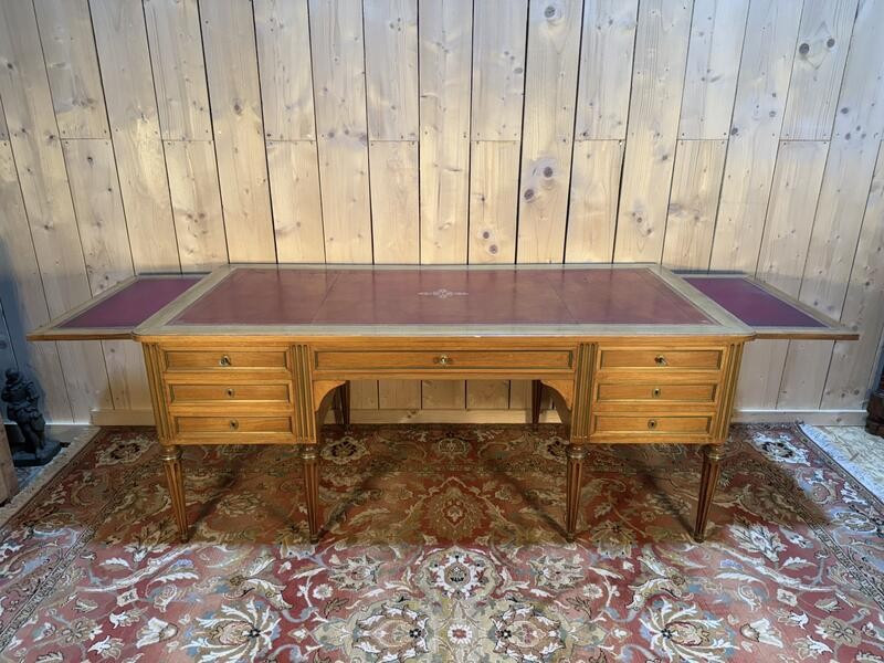 Louis XVI Style Double Mahogany Desk With 8 Legs