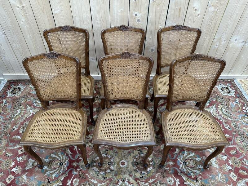 Set Of 6 Louis XV Style Cane Chairs -photo-1