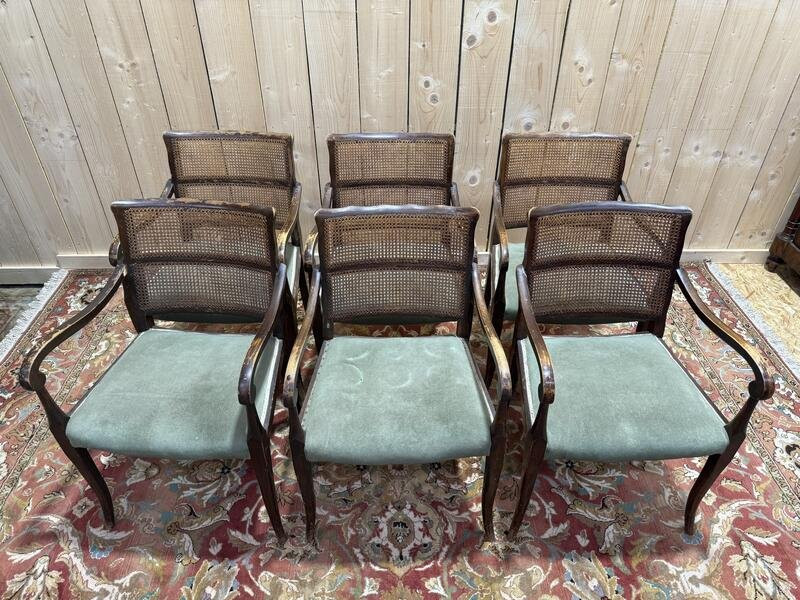 Set Of 6 English Cane Armchairs -photo-1