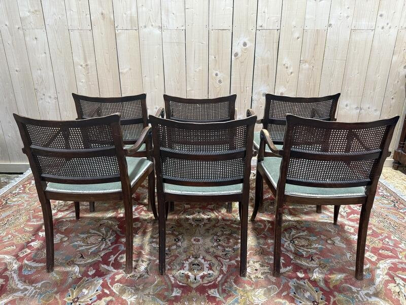 Set Of 6 English Cane Armchairs -photo-3