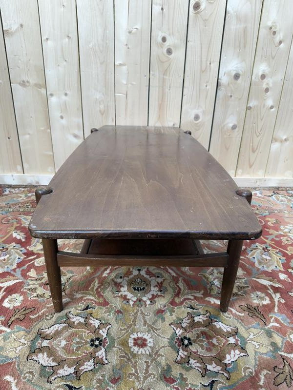 Table basse scandinave en acajou à double plateau -photo-3