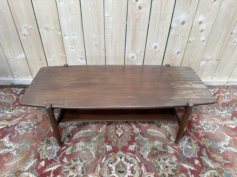 Table basse scandinave en acajou à double plateau -photo-1