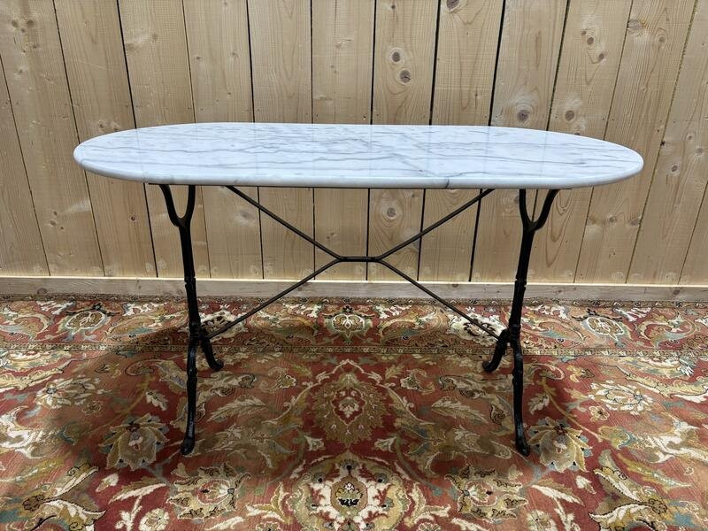 Table bistrot avec plateau ovale en marbre -photo-3