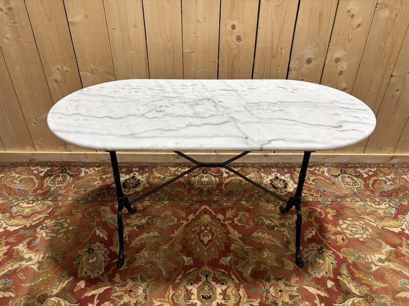 Table bistrot avec plateau ovale en marbre -photo-2