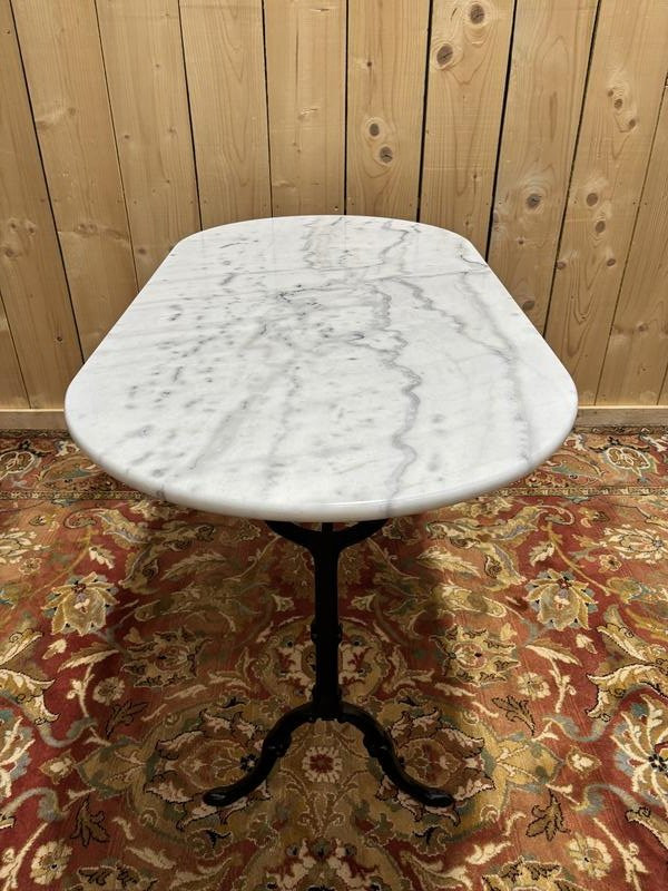 Table bistrot avec plateau ovale en marbre -photo-3