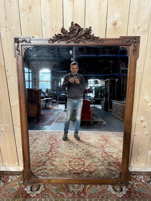 Miroir Napoléon III en noyer sculpté-photo-2