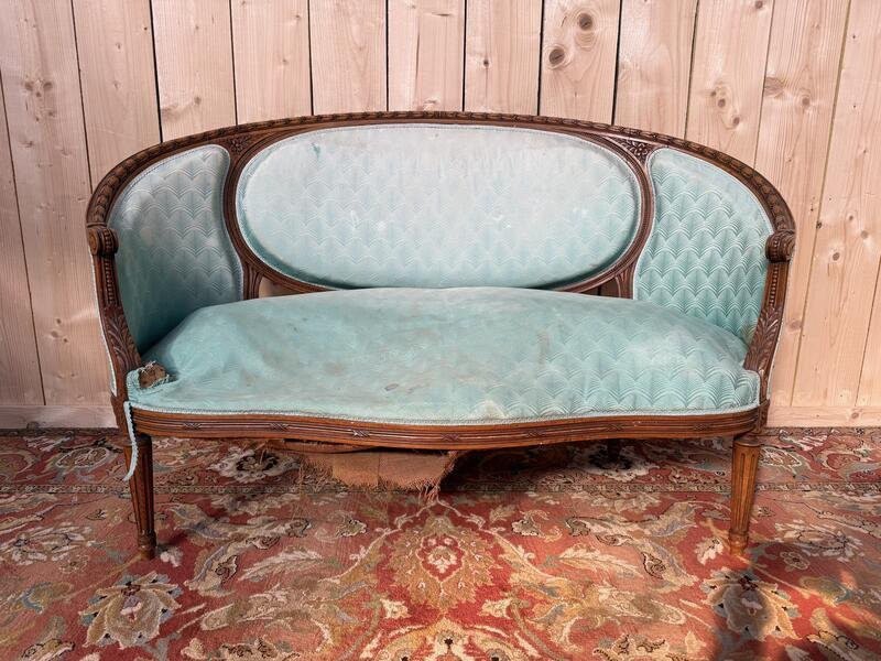 Canapé - Banquette de style Louis XVI à restaurer -photo-2