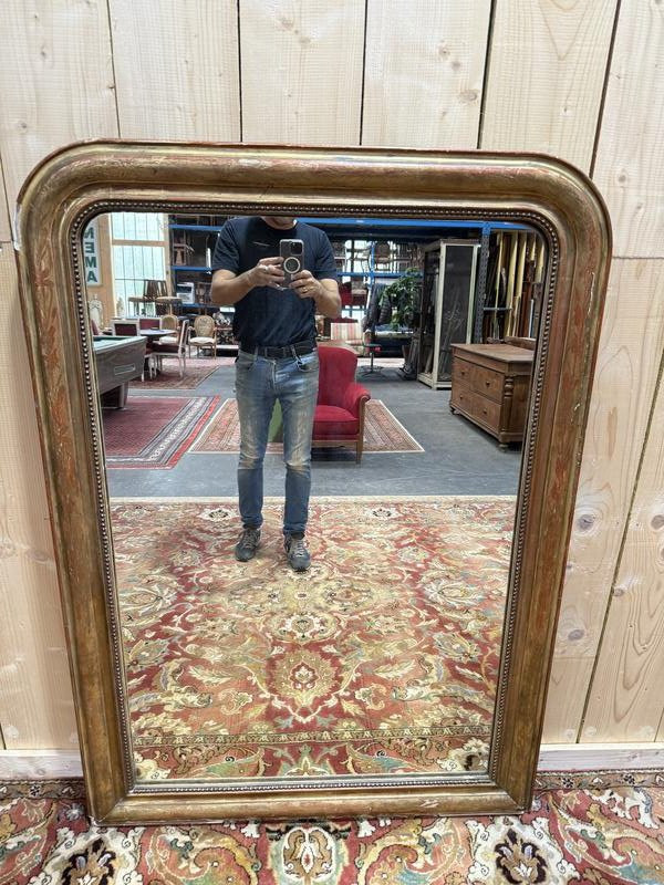 Miroir époque Louis Philippe à la feuille d'or 140x100 cm-photo-2