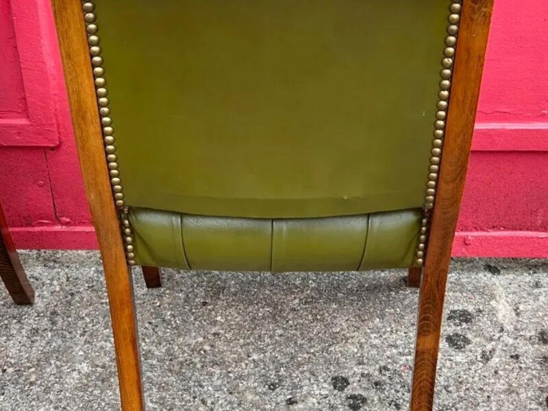 Set Of 6 English Cherterfield Chairs In Green Leather -photo-2