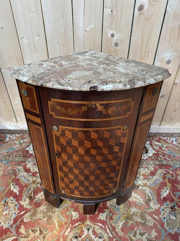 Louis XVI Period Marquetry Corner Cabinet 