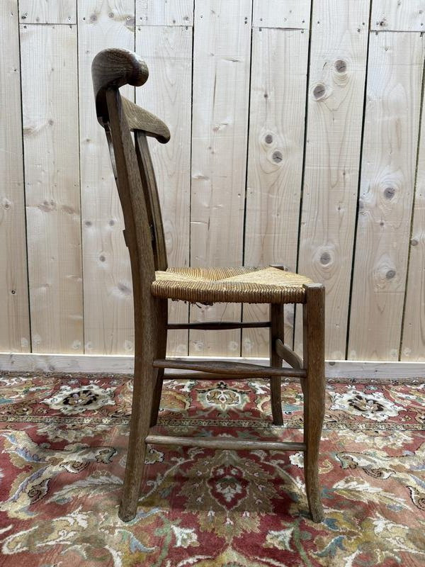 Suite de 6 chaises paillées provençales en chêne massif.-photo-2