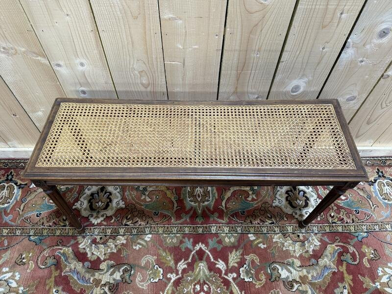 Banc - Banquette de piano / d'office en cannage Louis XVI-photo-2