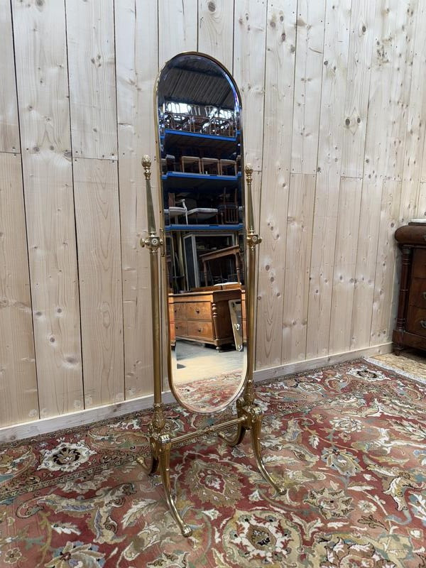 Miroir Psyché en laiton néoclassique 